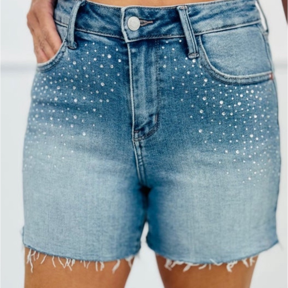 Judy Blue High Waisted Rhinestone Cut Off Shorts!